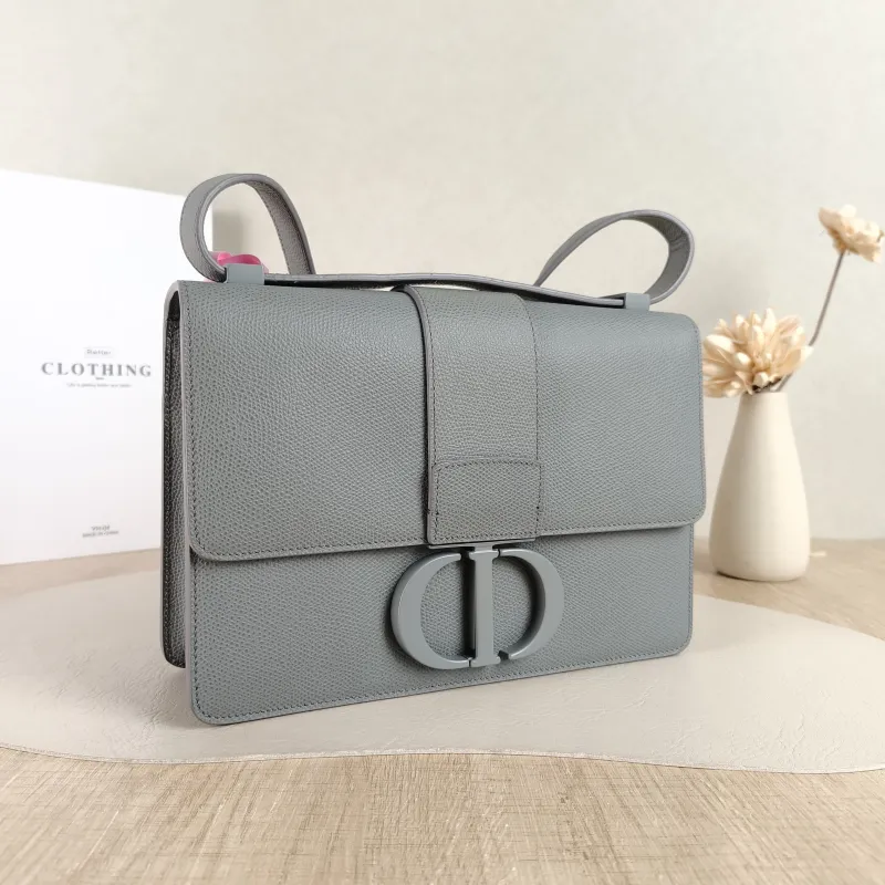 DIOR Crossbody Bag 30Montaigne 30 Grey Calfskin Medium 24 × 8 × 17 cm — cover view 4 of 5