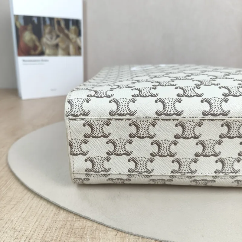 CELINE Crossbody Bag CABAS White Monogram PVC Medium 31.5 × 5 × 35 cm — detail view 2 of 12