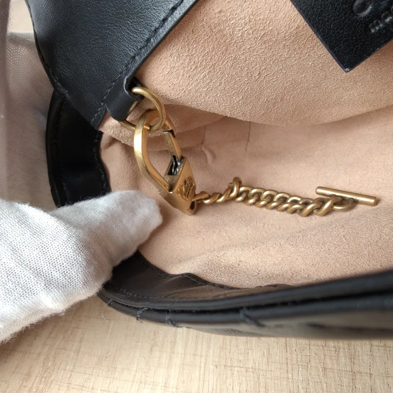 GUCCI Crossbody Bag GG Marmont Mini Marmont Mini Black Calfskin Mini 16.5 × 4.5 × 9.5 cm — detail view 1 of 13