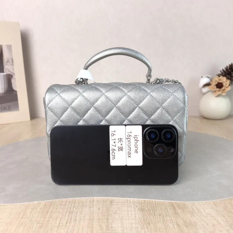 Chanel Crossbody Bag mini Silver Grained Calfskin mini 20 × 6 × 12 cm 30 — cover view 3 of 5