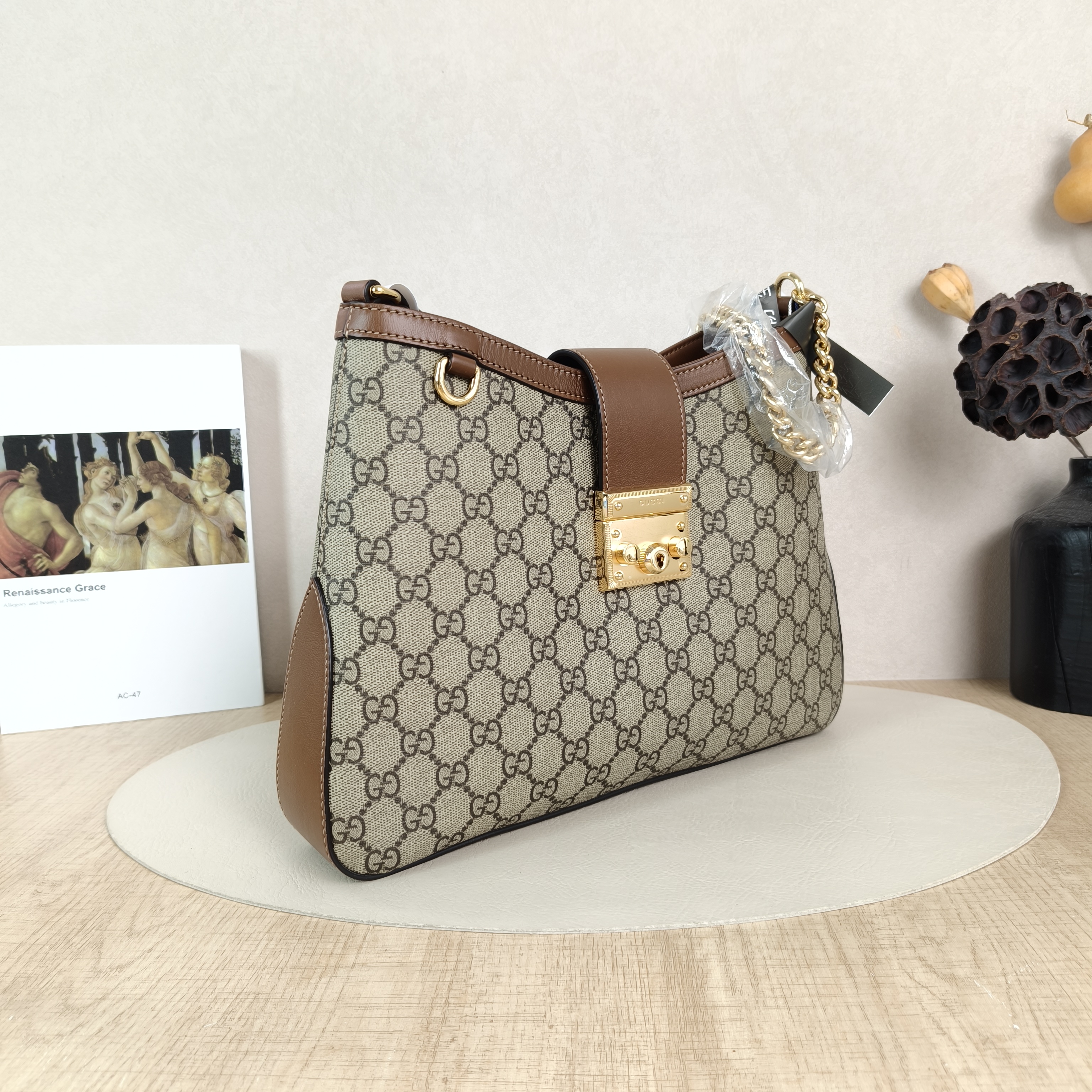GUCCI Shoulder Bag Padlock GG Shoulder Bag Brown Monogram PVC · Calfskin Medium32.5 × 5.5 × 24 cm — cover view 4 of 6