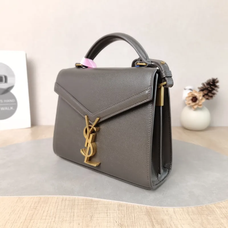 SAINT LAURENT Crossbody Bag Cassandra Shoulder Bag Brown Grained Calfskin Mini 20 × 7.5 × 16 cm — cover view 4 of 5