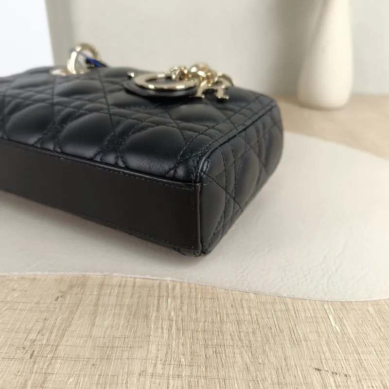 DIOR Top Handle Bag Lady D-Joy Black Lambskin Small 22 × 6 × 11 cm — detail view 6 of 10