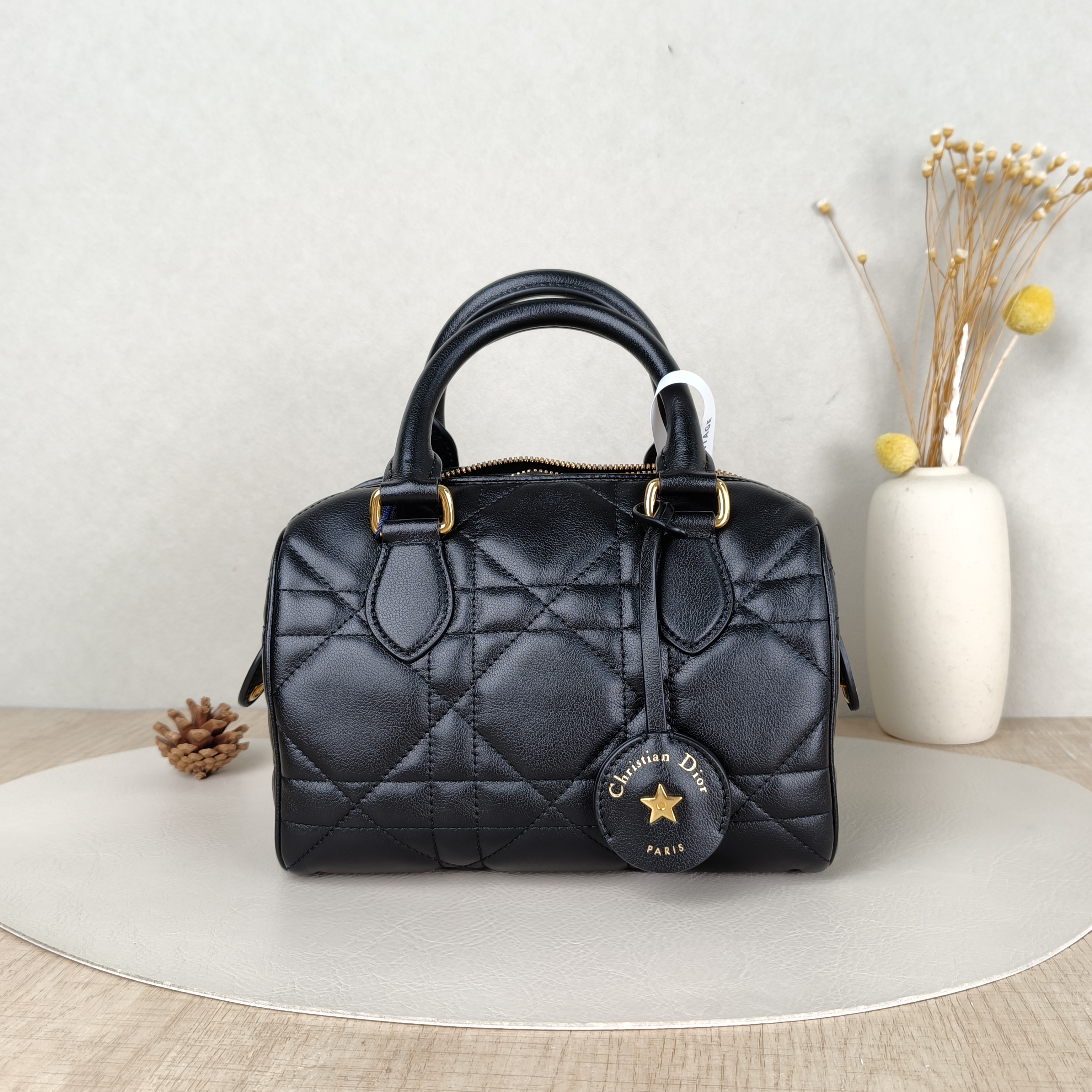 DIOR Crossbody Bag Groove 20 Top Handle Bag Black Calfskin Small20.5 × 12 × 13.5 cm