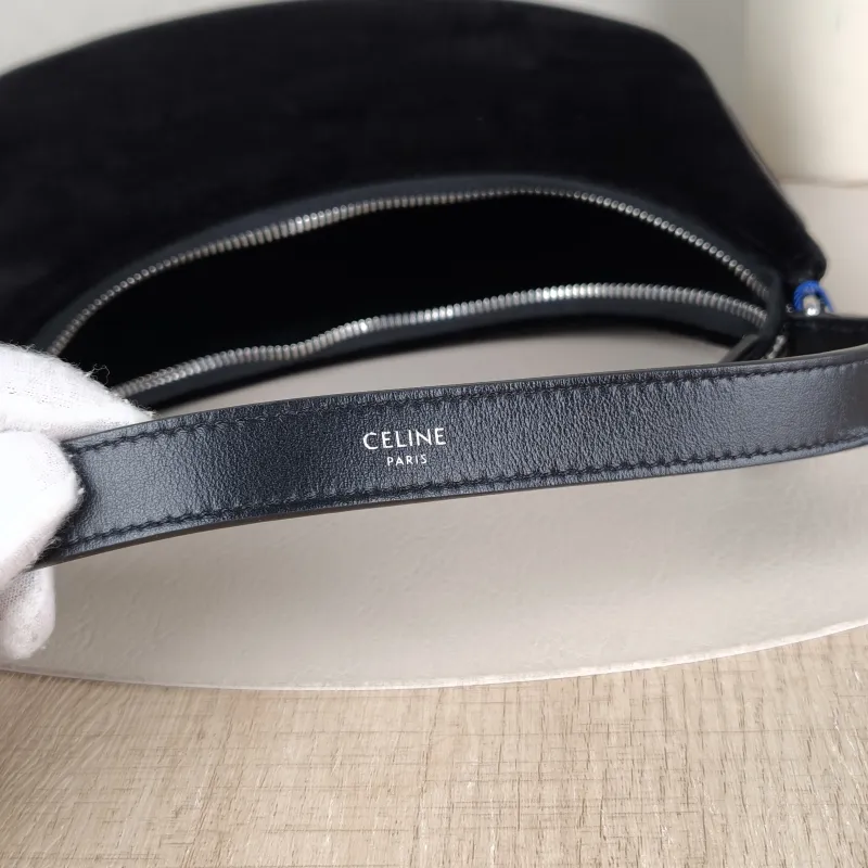 CELINE Shoulder Bag AVA Black Velvet One Size 24.5 × 9 × 17 cm — detail view 7 of 9