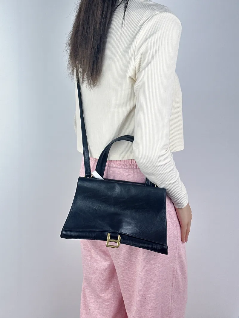 BALENCIAGA Shoulder Bag Crush On You Black Calfskin Medium28 × 9 × 17 cm — on-model view 2 of 3