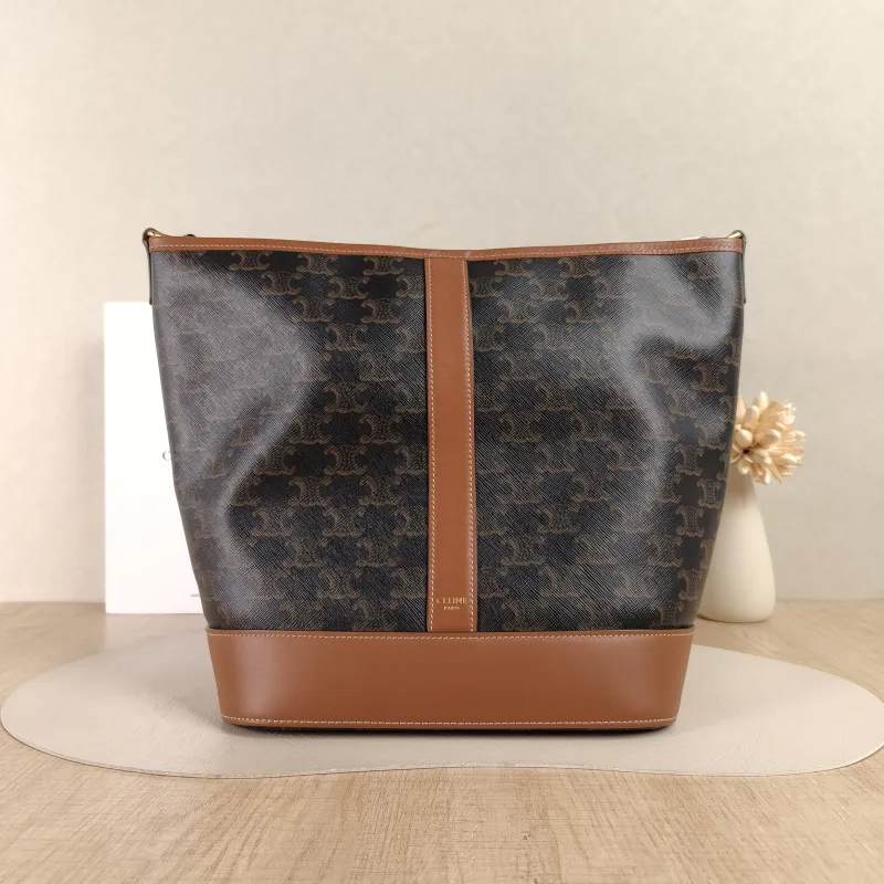 CELINE Crossbody Bag Triomphe Bucket Bag Monogram PVC Medium24 × 18 × 27 cm