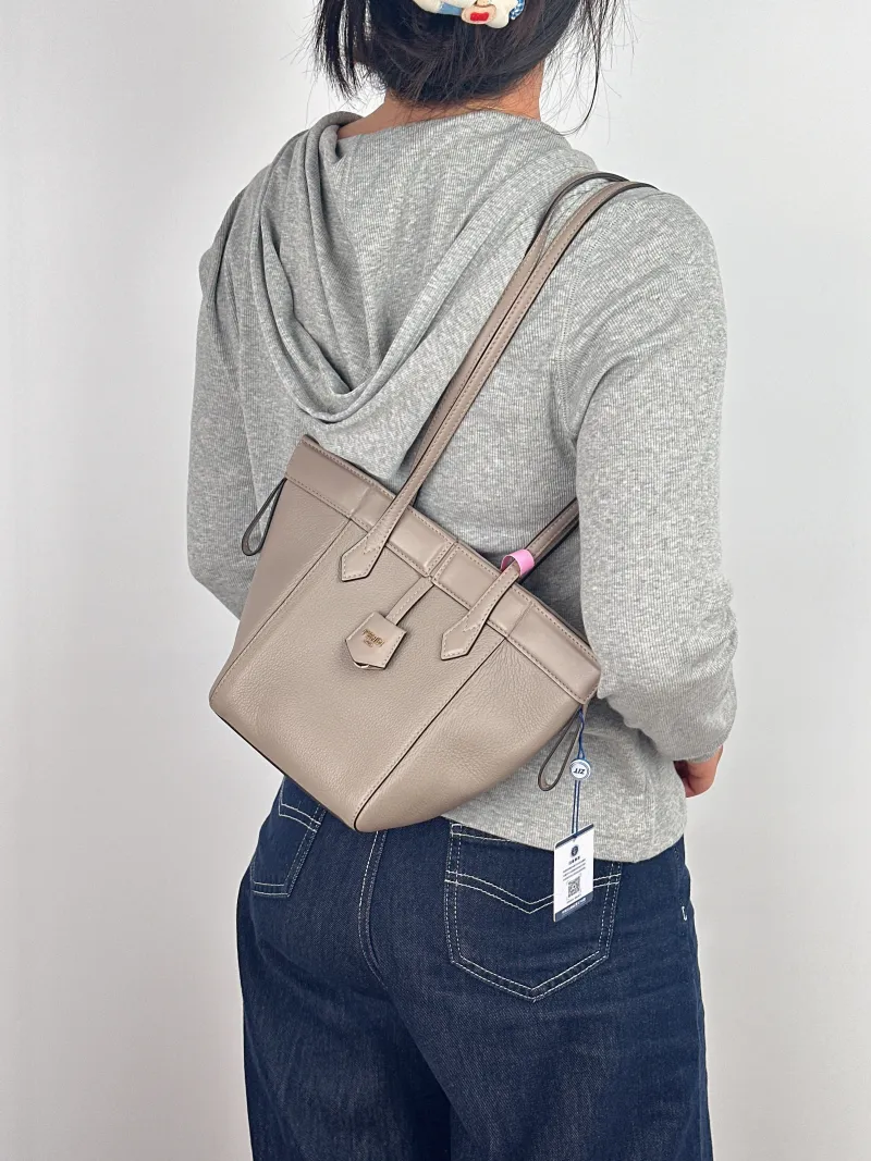 FENDI Crossbody Bag origami Grey Calfskin Mini 18.5 × 15 × 15 cm — on-model view 2 of 2