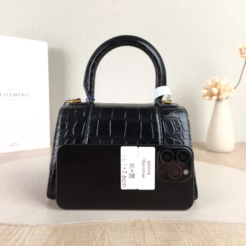 BALENCIAGA Crossbody Bag Hourglass Hourglass Bag Black CC alfskin Mini 19 × 8 × 13 cm — cover view 4 of 5