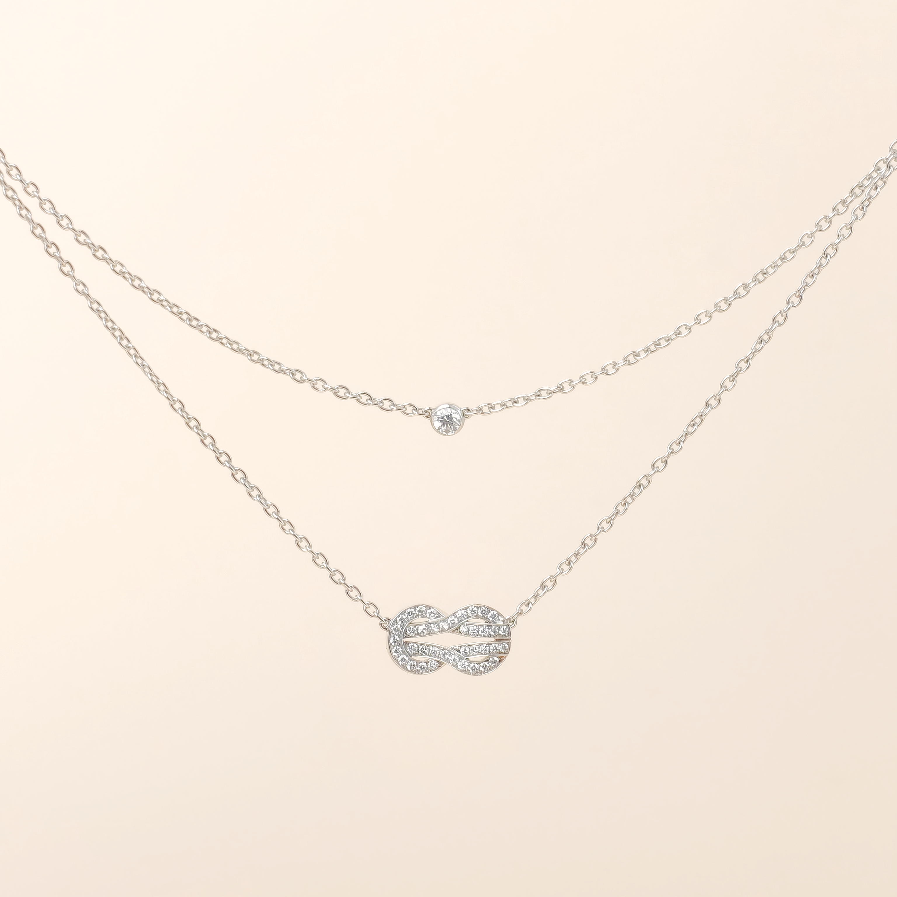 FRED Necklace Chance Infinie Collection Pavé Diamond Necklace White Gold Diamond18KW hite Gold One Size40cm