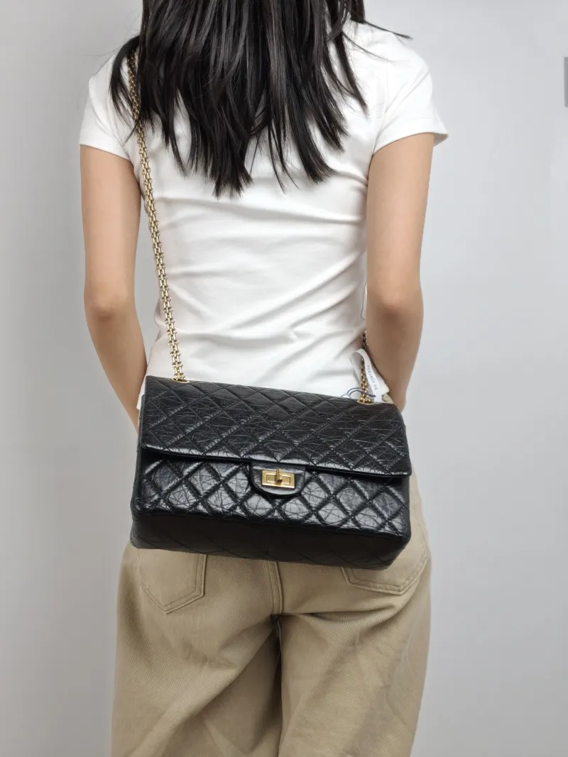 Chanel Shoulder Bag 2.55 Black Calfskin Medium 28 × 7.5 × 19.5 cm 18 — on-model view 2 of 2