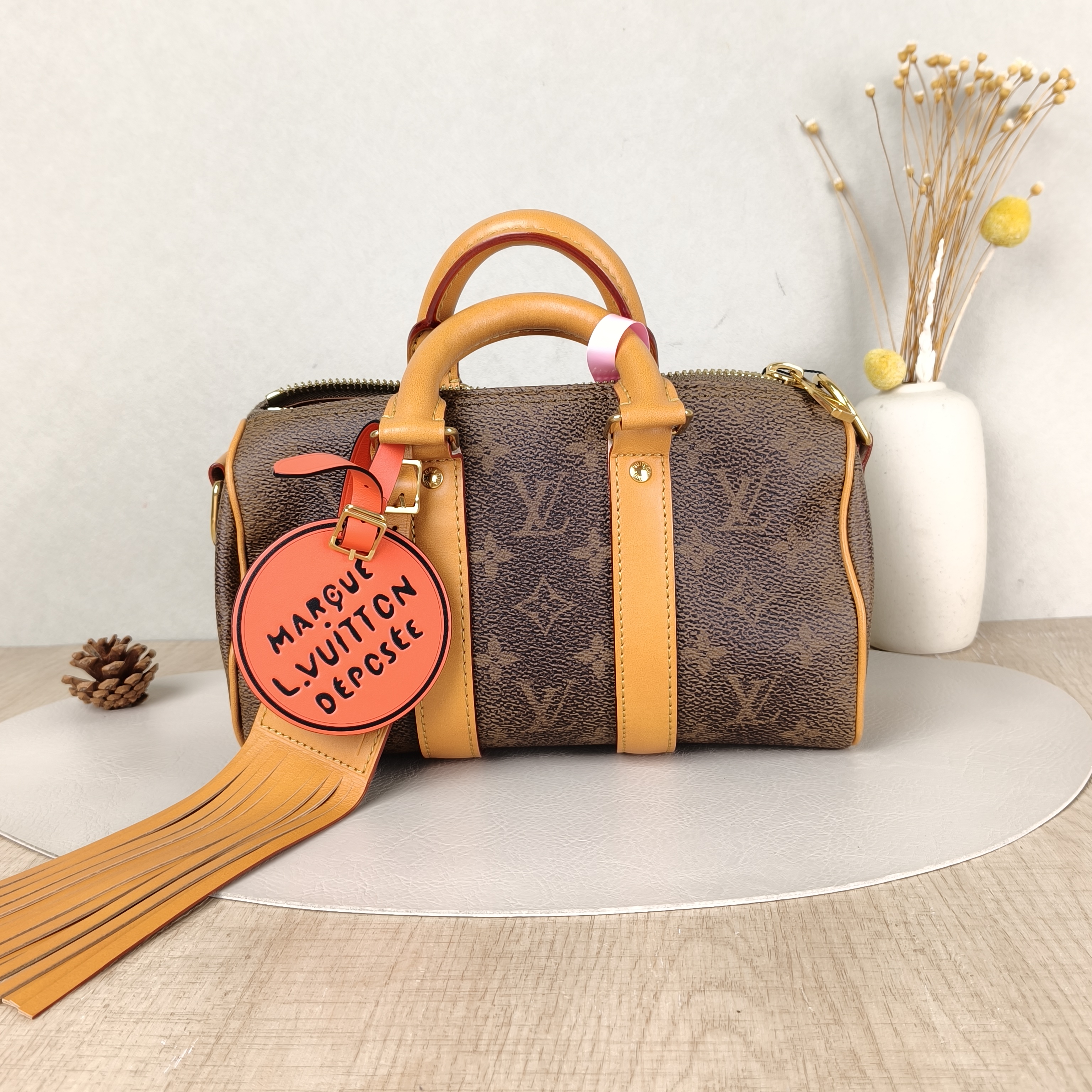 Louis Vuitton Crossbody Bag Keepall 25 Edition Brown PVC Medium25 × 11 × 15 cm