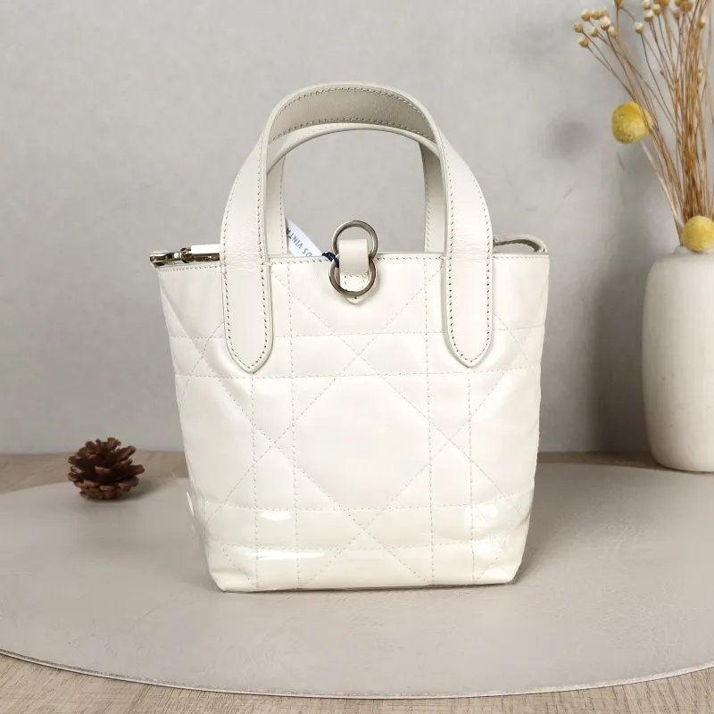 DIOR Top Handle Bag TOUJOURS Edition White Gold Calfskin Mini 13 × 12 × 15 cm — cover view 4 of 5