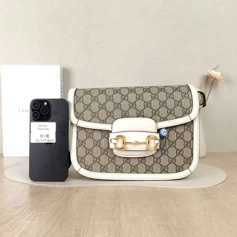 GUCCI Crossbody Bag Horsebit 1955 Horsebit Medium White Monogram PVC Medium25 × 8 × 18 cm — cover view 2 of 5