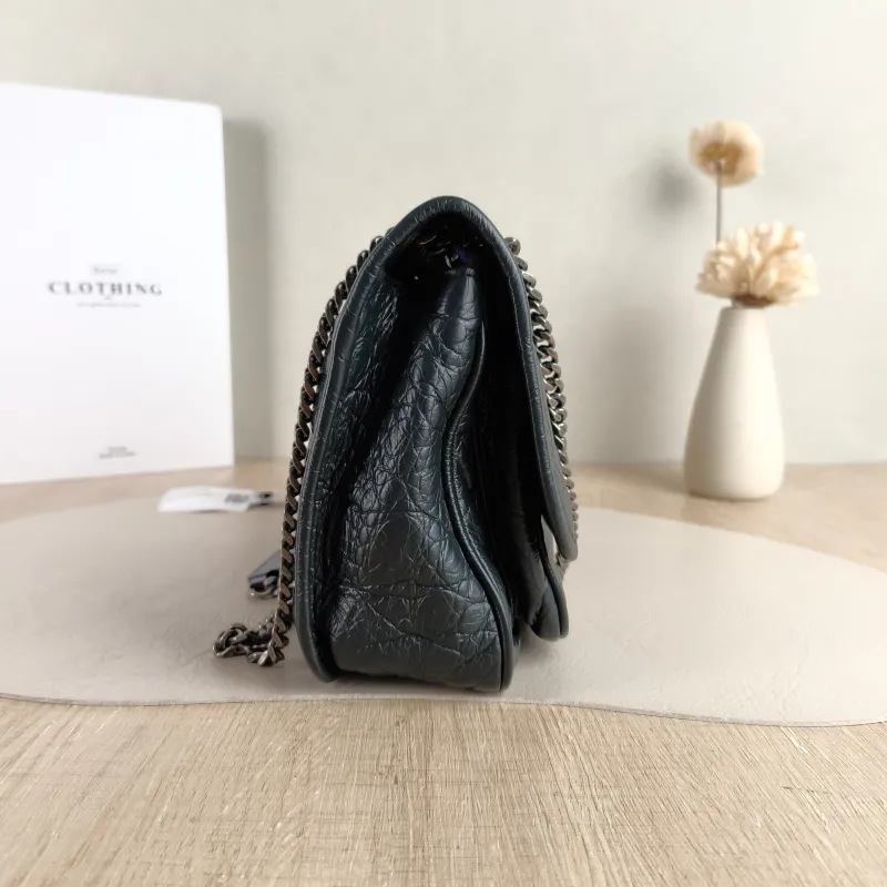 SAINT LAURENT Crossbody Bag Niki D Green Waxed Leather Small 21 × 7.5 × 16 cm — detail view 6 of 12