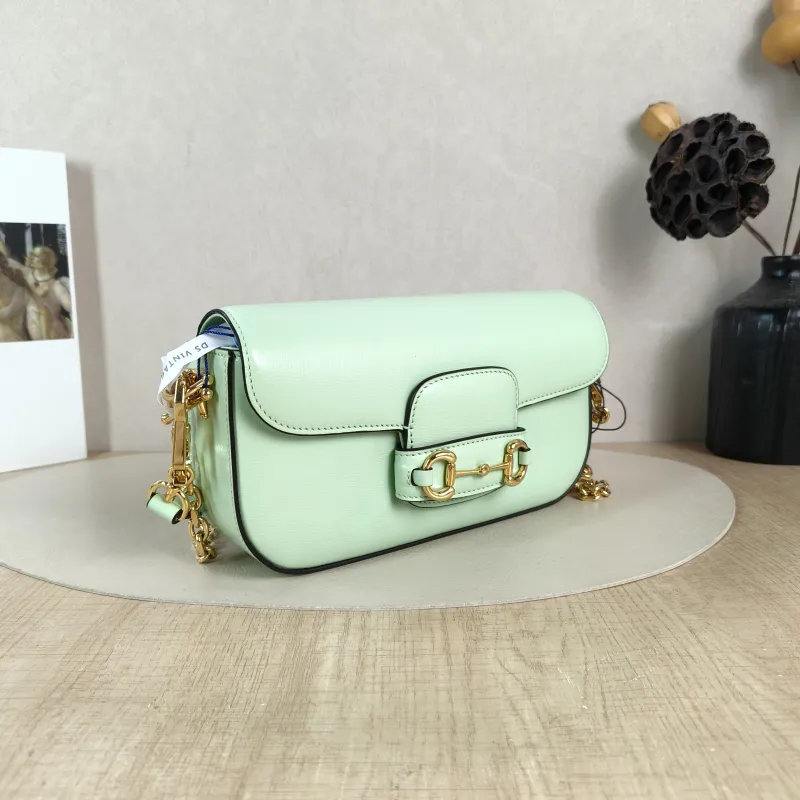 GUCCI Crossbody Bag Horsebit 1955 Horsebit Small Green Calfskin Small 24 × 5.5 × 13 cm — cover view 3 of 6