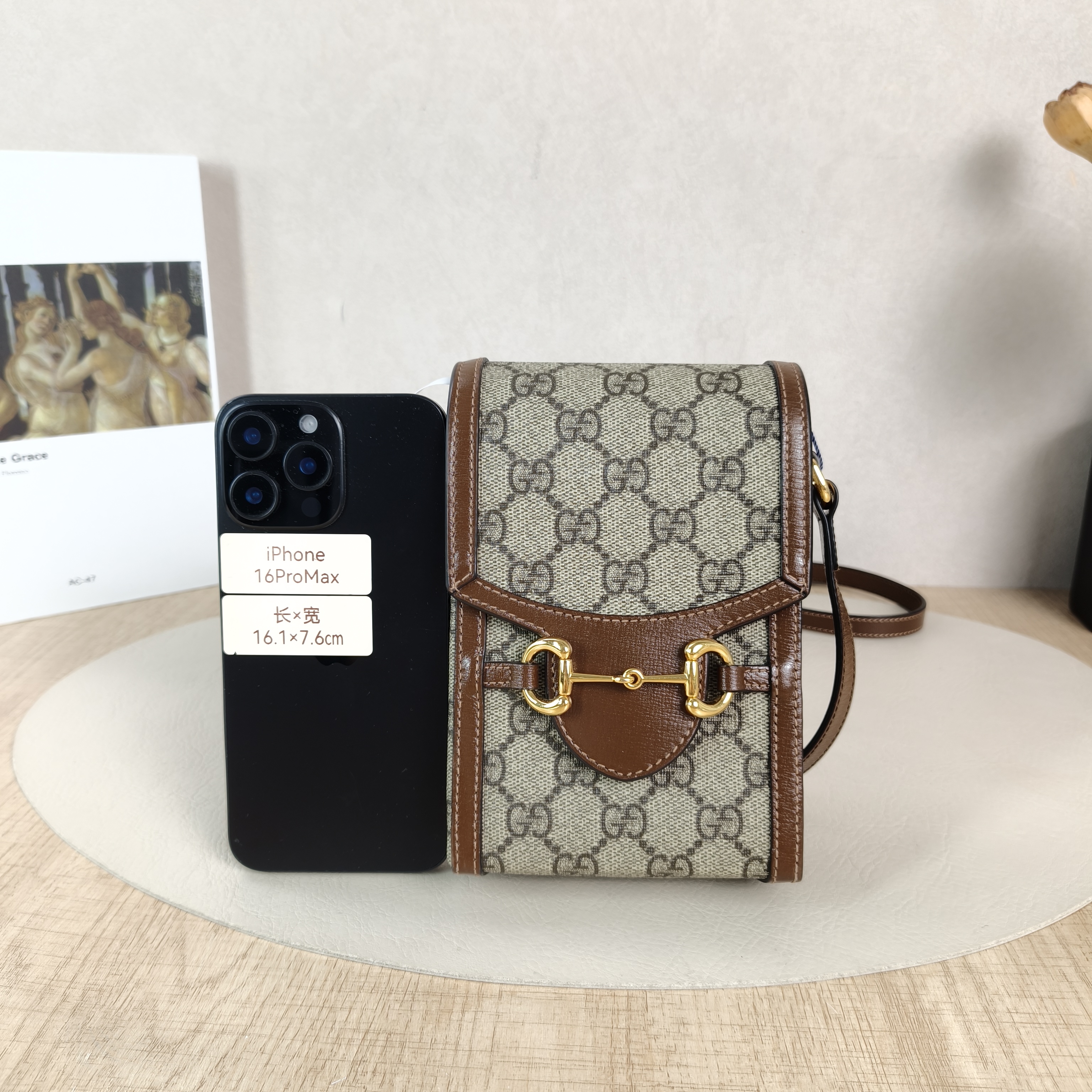 GUCCI Crossbody Bag Horsebit 1955Collection Mini Monogram PV Cmini11.5 × 4 × 17 cm — cover view 5 of 5