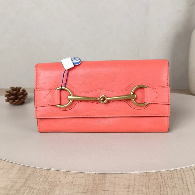 GUCCI Wallet Horsebit 1955Collection Horsebit Wallet Red Calfskin One Size19 × 3 × 10 cm