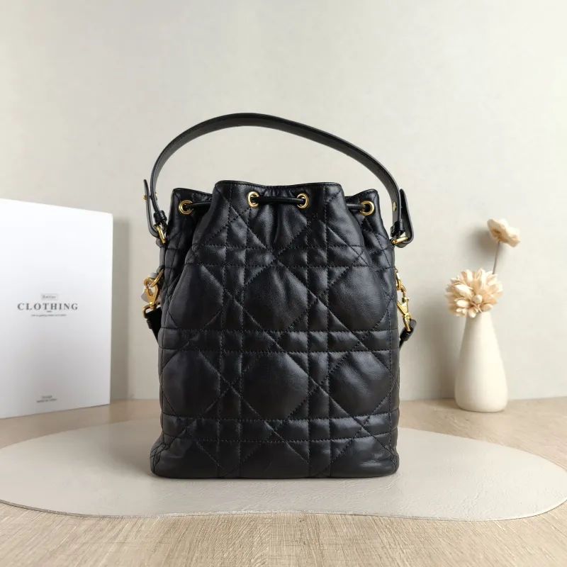 DIOR Crossbody Bag Caro Bucket Bag Black Lambskin Small 20 × 9 × 24 cm — cover view 3 of 5