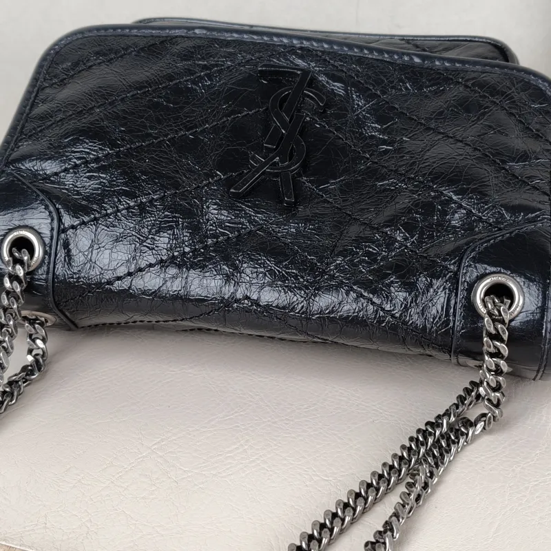 SAINT LAURENT Crossbody Bag Niki Black Waxed Leather Calfskin Small 21 × 7.5 × 16 cm — detail view 2 of 13