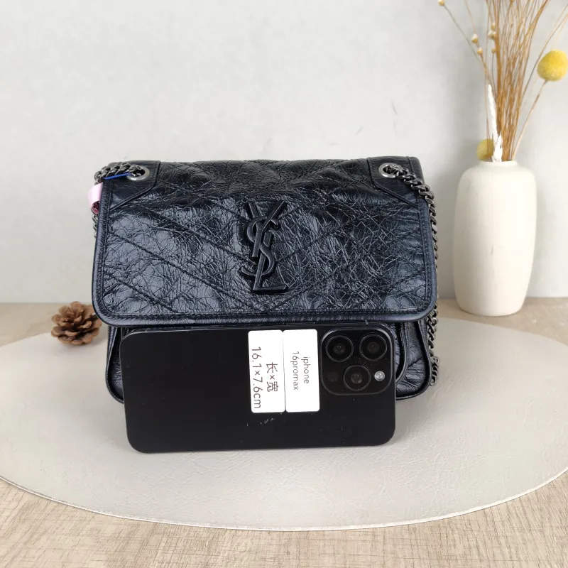 SAINT LAURENT Crossbody Bag Niki Black Waxed Leather Calfskin Small 21 × 7.5 × 16 cm — cover view 5 of 5