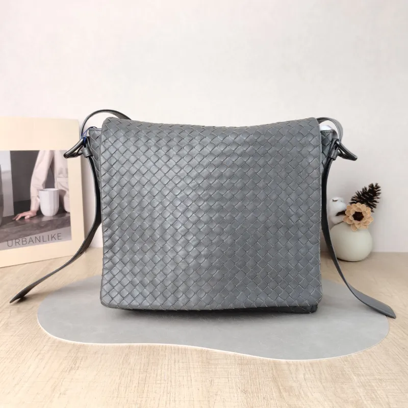 Bottega Veneta Shoulder Bag Messenger Bag Grey Calfskin One Size 30 × 7.5 × 31 cm