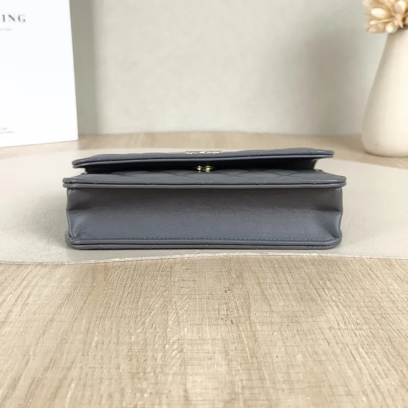 Chanel Crossbody Bag woc Dark Grey Lambskin Mini 17 × 4 × 10 cm — cover view 3 of 5
