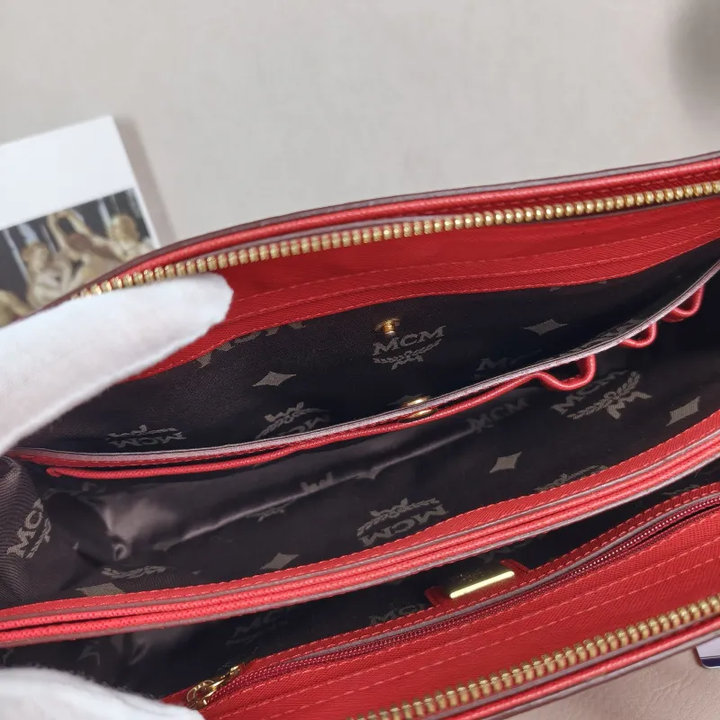 MCM Shoulder Bag Tote Bag Red Canvas 31 × 10 × 19 cm — detail view 5 of 12
