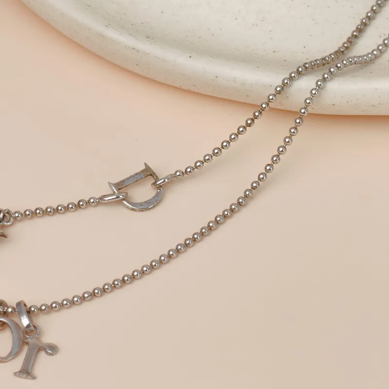 DIOR Necklace Pink logo Necklace Silver One Size42cm — cover view 4 of 9