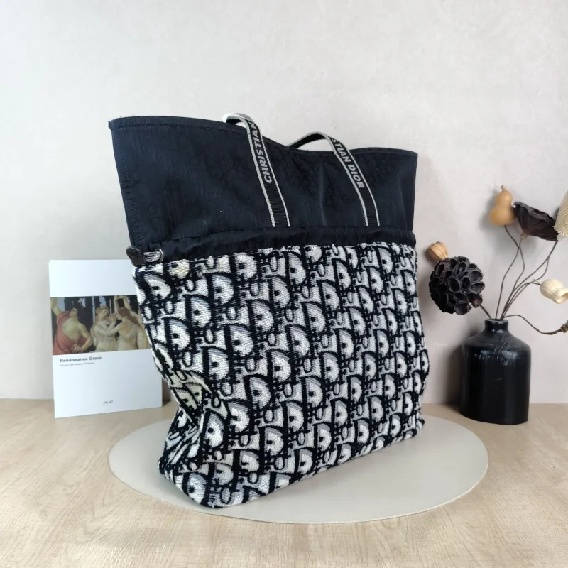 DIOR Shoulder Bag Shoulder Bag Black Monogram Nylon One Size 37 × 13 × 43 cm — cover view 3 of 5