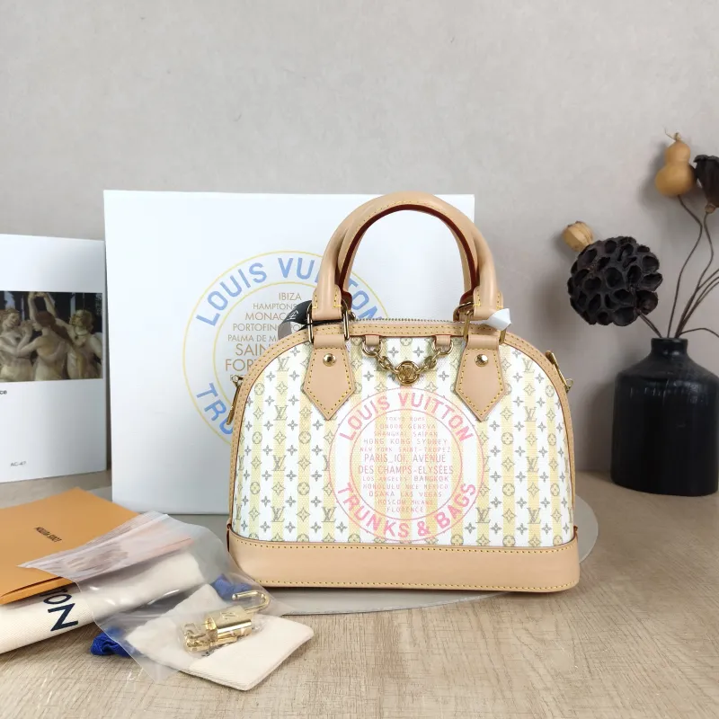 Louis Vuitton Top Handle Bag Alma BB Yellow White Canvas BB 23.5 × 11.5 × 17.5 cm — cover view 6 of 6