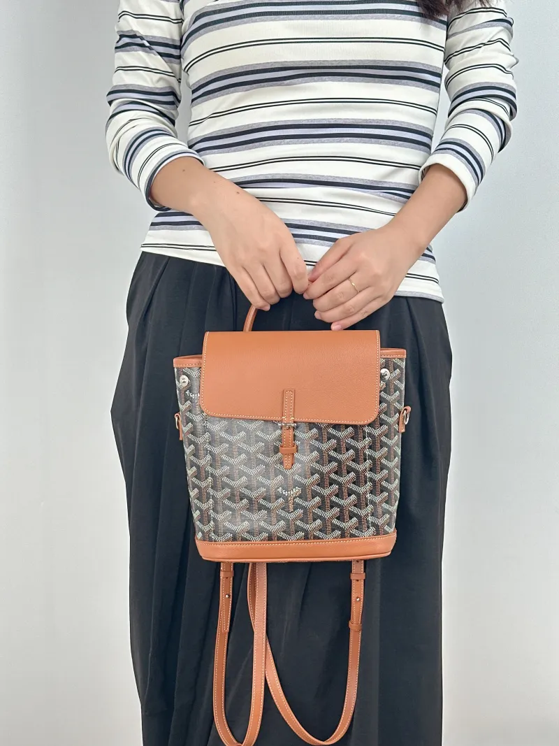 GOYARD Crossbody Bag ALPIN Backpack Brown ine Canvas Mini 19 × 9.5 × 23 cm — on-model view 2 of 3