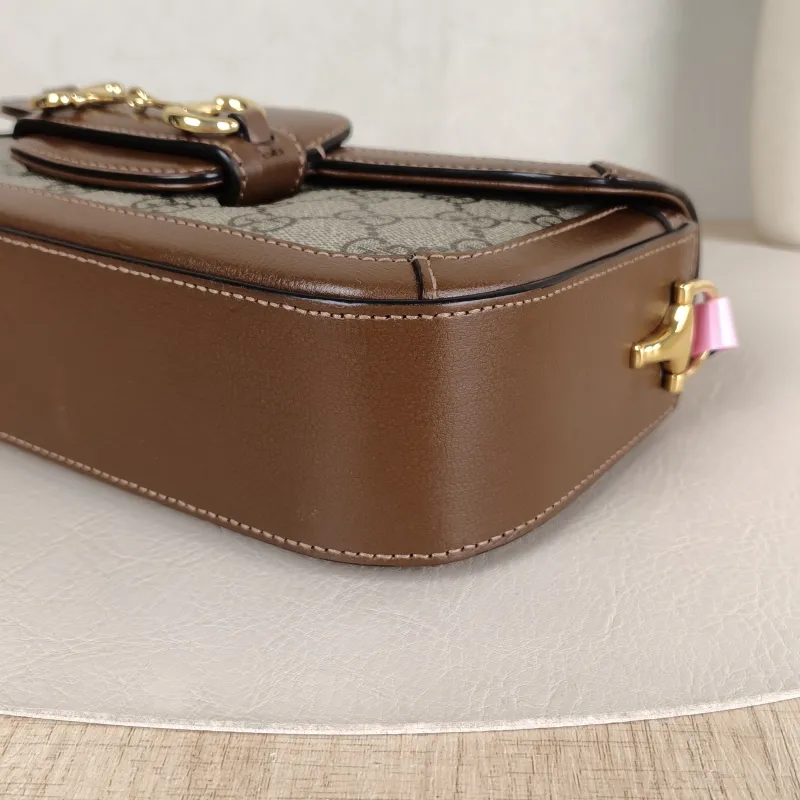 GUCCI Shoulder Bag Horsebit 1955 Horsebit Small Monogram · Shoulder Strap PVC Small 24 × 5.5 × 13 cm — detail view 11 of 12