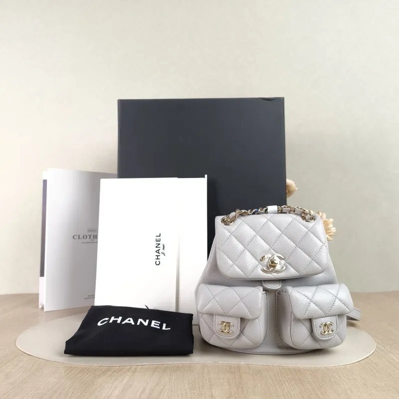 Chanel Backpack Duma Grey Grained Calfskin Small16.5 × 10 × 17.5 cm — cover view 4 of 6