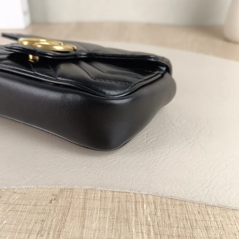 GUCCI Crossbody Bag GG Marmont Mini Marmont Mini Black Calfskin Mini 16.5 × 4.5 × 9.5 cm — detail view 9 of 12
