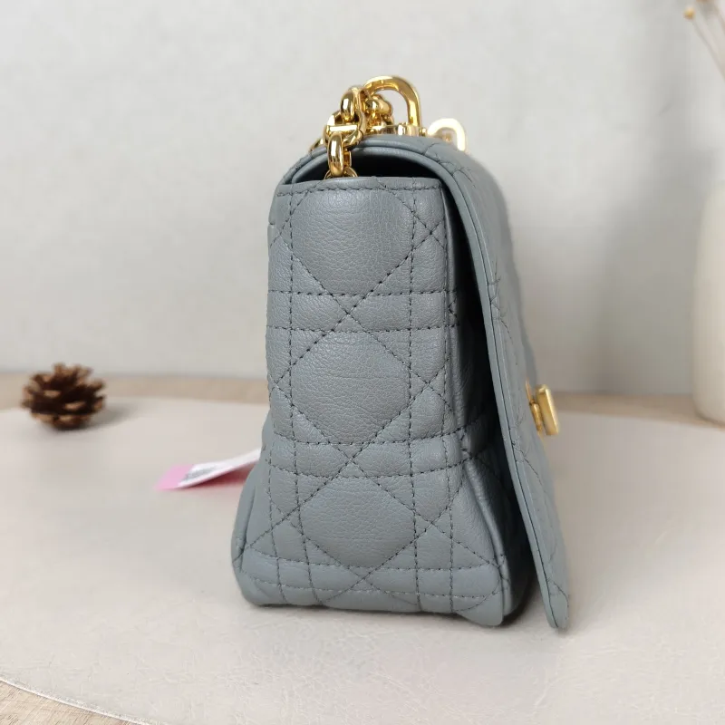 DIOR Crossbody Bag Caro Chain Bag Grey Calfskin Medium 25.5 × 9 × 15.5 cm — detail view 13 of 13