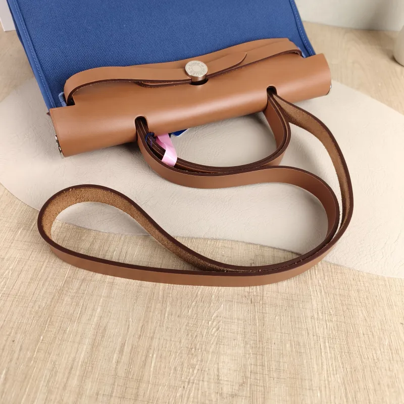 Hermès Crossbody Bag Herbag 31 Blue Caramel Canvas Medium 30.5 × 11 × 25.5 cm Y — detail view 11 of 11