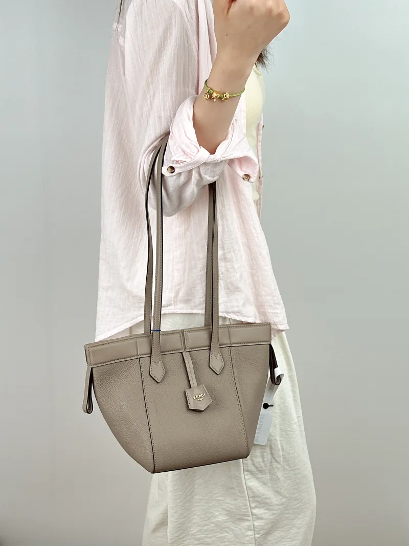 FENDI Crossbody Bagorigami Grey Calfskinmini18.5 × 15 × 15 cm — on-model view 2 of 2