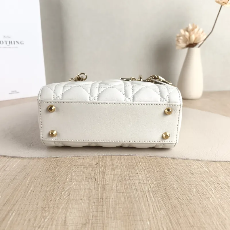 DIOR Crossbody Bag Lady Lady Dior Bag White Lambskin Mini 17 × 7 × 15 cm — cover view 3 of 6