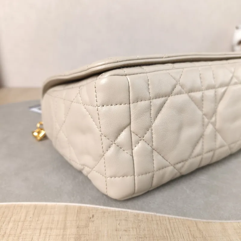 DIOR Crossbody Bag Caro Chain Bag Taupe Lambskin Medium 25.5 × 9 × 15.5 cm — detail view 9 of 13