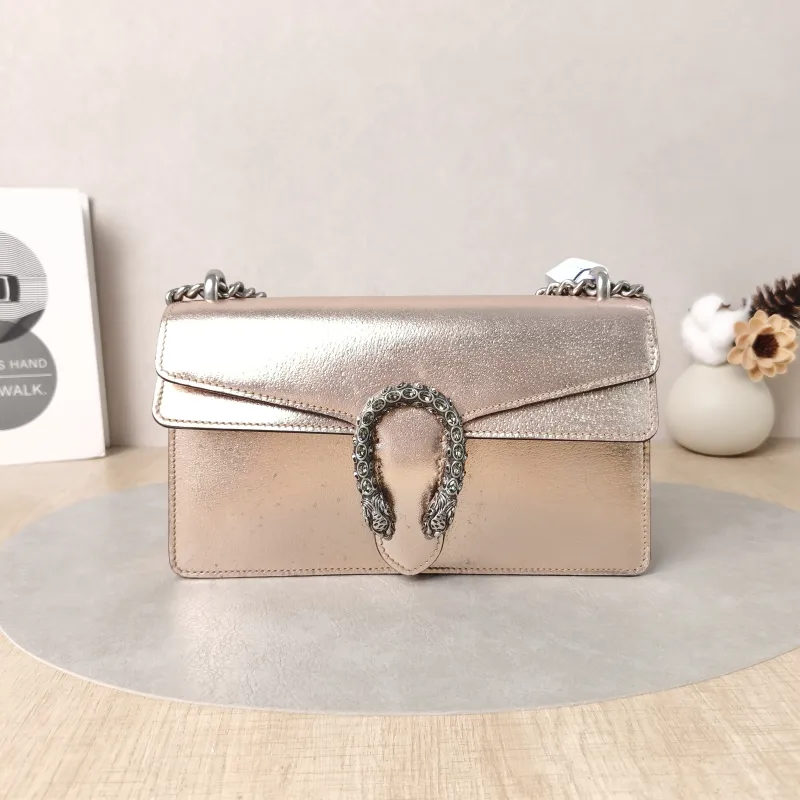 GUCCI Crossbody Bag Dionysus Pink Calfskin Small 25 × 7 × 13.5 cm