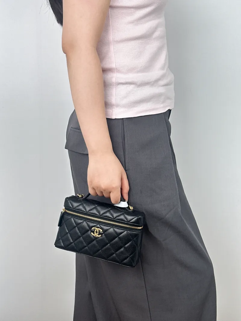 Chanel Crossbody Baglp Box Bag Top Handle Crossbody Bag Black Calfskin One Size19.5 × 5 × 17 cm — on-model view 1 of 2