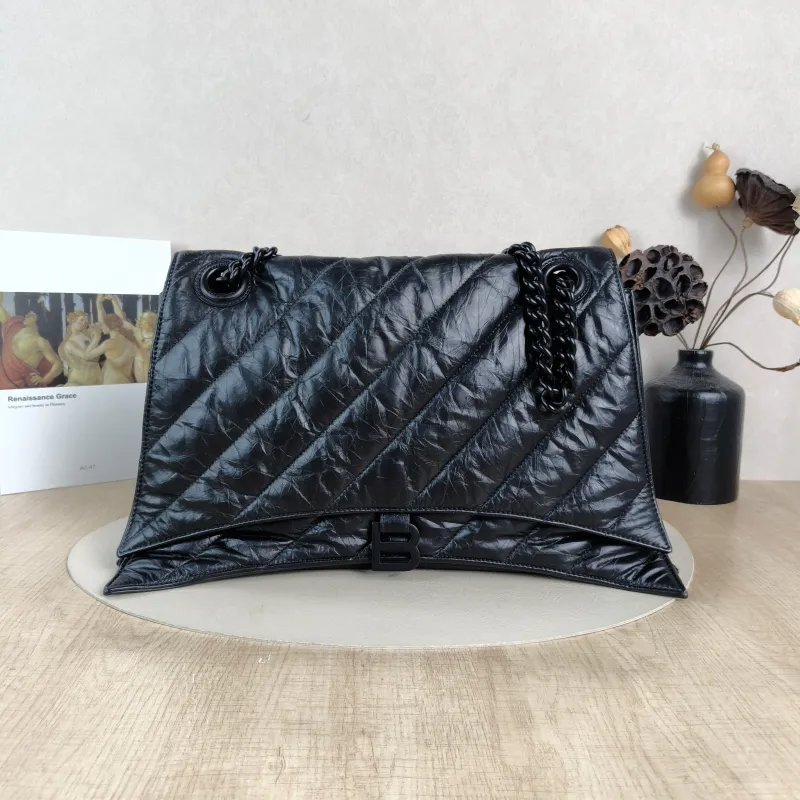 BALENCIAGA Shoulder Bag CRUSH Chain Bag Black CC alfskin Large40 × 13 × 25 cm