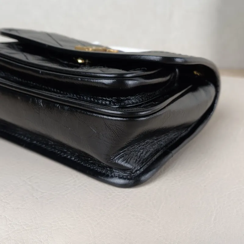 SAINT LAURENT Crossbody Bag Niki Black Waxed Leather Calfskin Mini 18 × 5 × 12.5 cm — detail view 10 of 12
