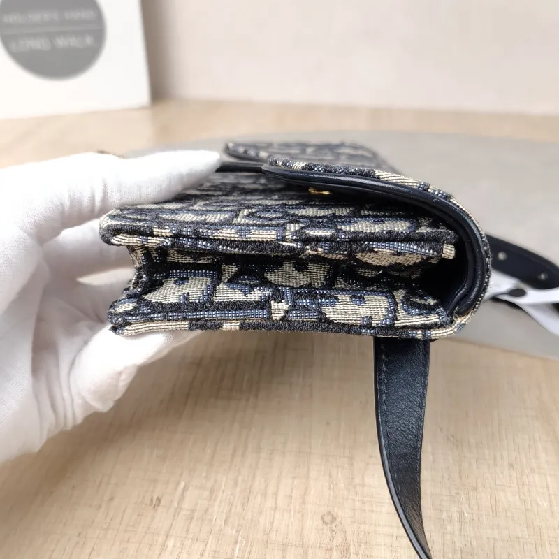 DIOR Belt Bag Saddle Belt Bag Blue Canvas One Size 17 × 3.5 × 10.5 cm — detail view 6 of 10