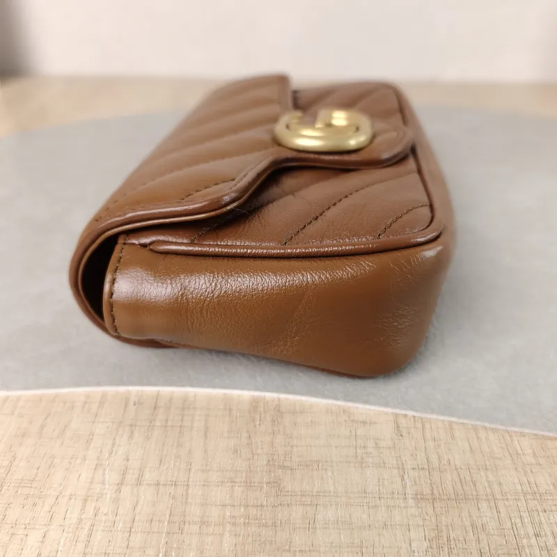 GUCCI Crossbody Bag GG Marmont Mini Marmont Mini Caramel Calfskin Mini 16.5 × 4.5 × 9.5 cm — detail view 2 of 12