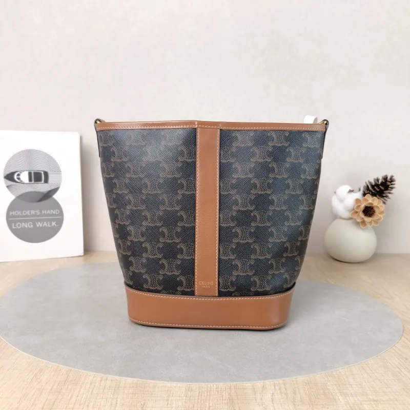 CELINE Crossbody Bag Triomphe Bucket Bag Monogram PVC Small22 × 13 × 26 cm