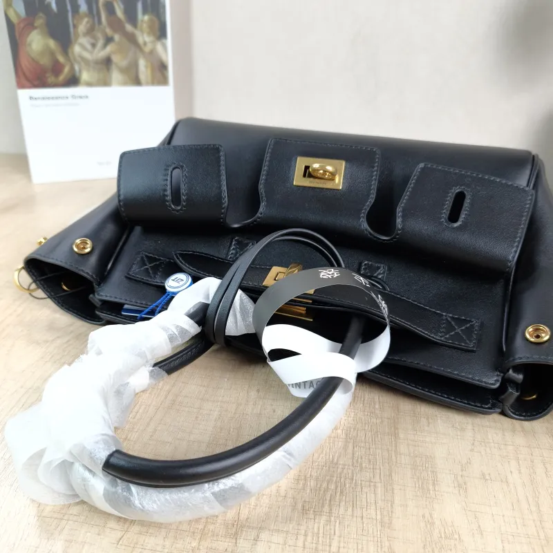BALENCIAGA Crossbody Bag Bel air Black with Gold-Tone Hardware Calfskin Mini 23.5 × 8 × 17 cm — detail view 12 of 13