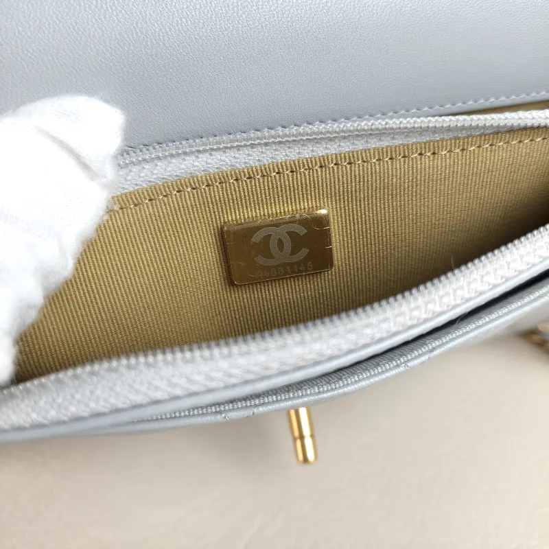 Chanel Crossbody Bag Classic Flap WOC CF WOCWOC Bag Grey Lambskin 19.2 × 3.5 × 12.3 cm Microchip Edition — detail view 2 of 14