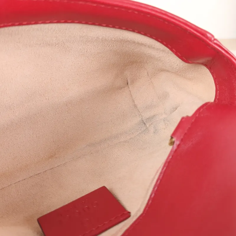 GUCCI Crossbody Bag GG Marmont Mini Marmont Mini Red Calfskin Mini 16.5 × 4.5 × 9.5 cm — detail view 13 of 13